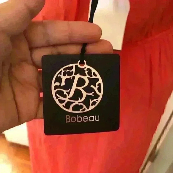 BOBEAU spring summer salmon orange tropical maxi dress women LARGE - Picture 8 of 10